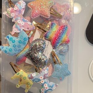 Glittery Star and Heart Hair Clips